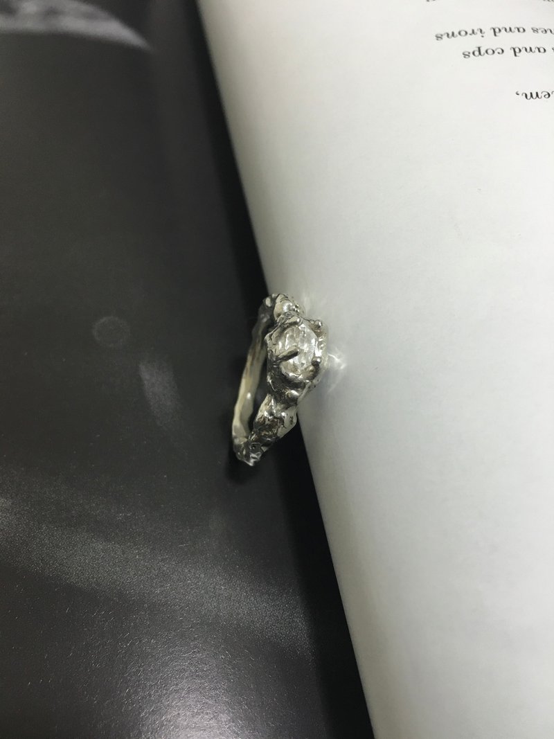Herkimer Diamond 赫基蒙水晶 純銀個性戒 - 戒指 - 純銀 銀色