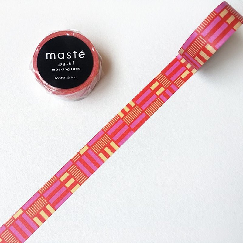 Mastee and paper tape Multi Pattern [multicolor line-powder (MST-MKT185-PK)] - Washi Tape - Paper Pink