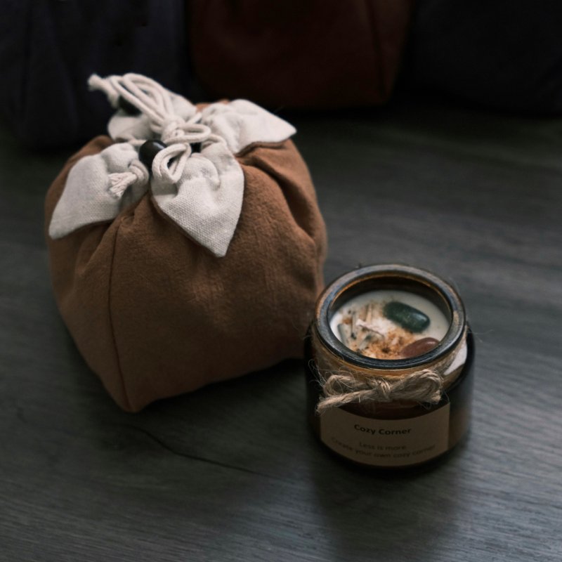 Natural essential oil crystal mineral soy candle-including cotton candle bag - Candles & Candle Holders - Wax Khaki