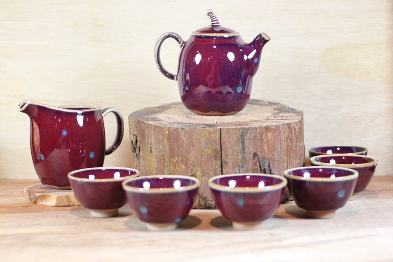 [Thank you, teacher] Rose Jun glazed tea set set by famous ceramic artist Ye Minxiang - Teapots & Teacups - Pottery 