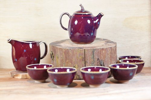 自然釉文創工作室 【我愛媽媽】玫瑰 鈞瓷釉茶具組 陶藝名家葉敏祥作品