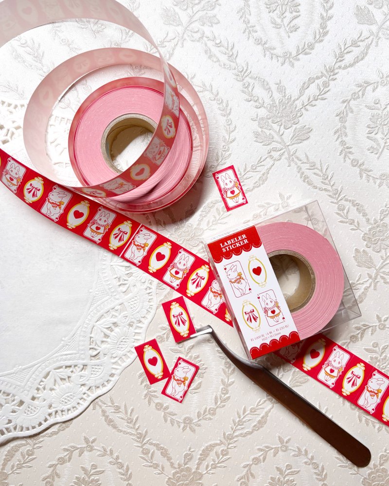 ラベラーシール　White Rabbit - 貼紙 - 紙 紅色