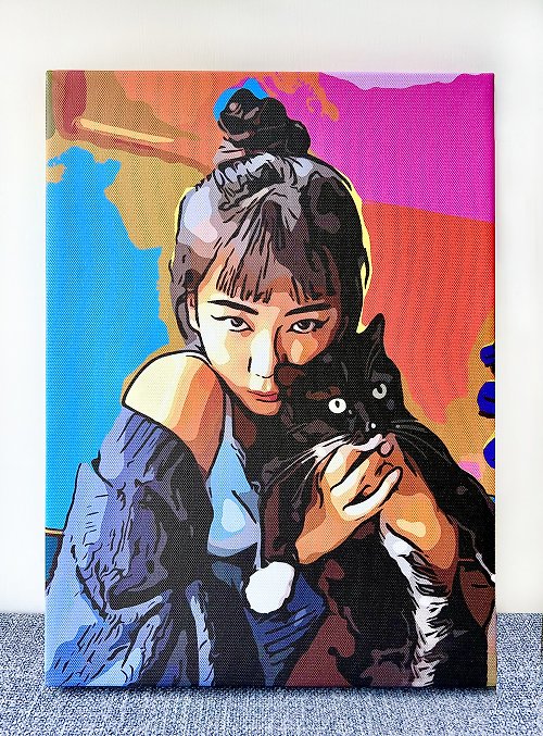 Drawme Wow 長34x25cm 客製化 寵物畫 人像 似顏繪 無框畫 藝術 貓肖像 禮物