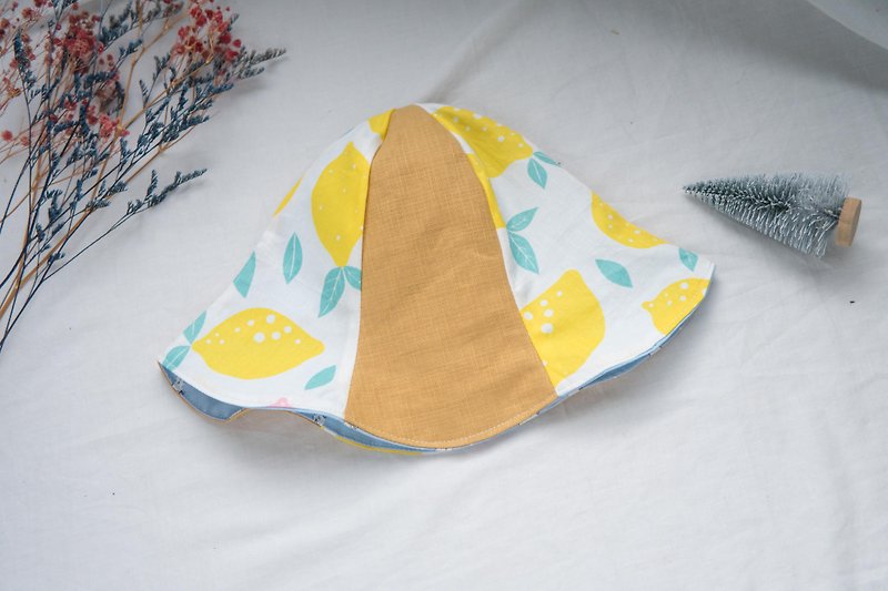 Double-sided fisherman hat | baby toddler | sweet lemon - หมวกเด็ก - ผ้าฝ้าย/ผ้าลินิน สีเหลือง