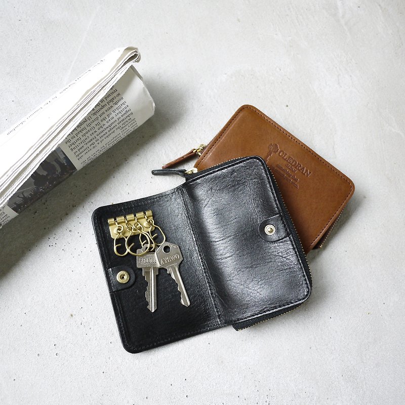 618 Japanese Tochigi vegetable tanned soft leather key coin purse black Made in Japan by CLED - ที่ห้อยกุญแจ - หนังแท้ 