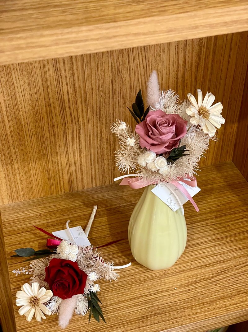 【客製化】單朵永生小花瓶 永生花禮 初日花藝 - 乾燥花/永生花 - 植物．花 