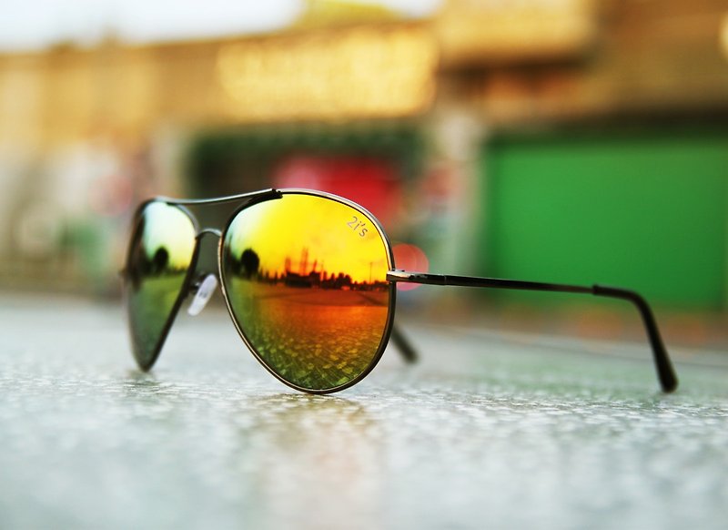 Sunglasses│Basic Aviator Frame│Orange Lens│UV400 protection│2is K2  - กรอบแว่นตา - โลหะ สีส้ม