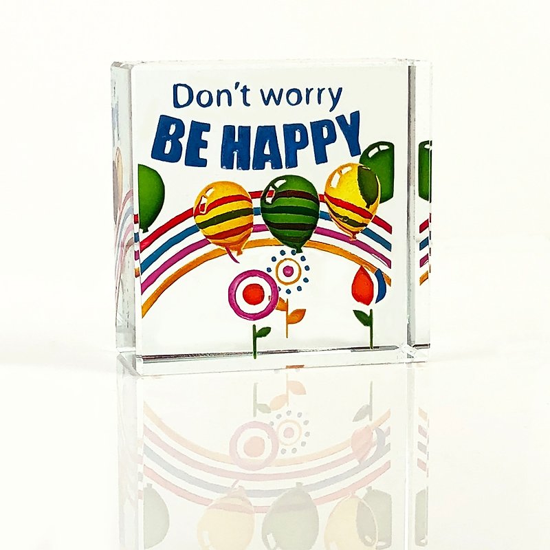 Green Glass Wish Square Happy Everyday - ของวางตกแต่ง - แก้ว 