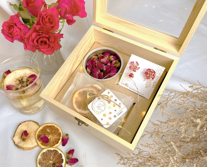 Afternoon Snack│Garden Fruit Tea Set Crystal Flower Earrings/Resin Earrings - Rose Set - Tea - Fresh Ingredients White