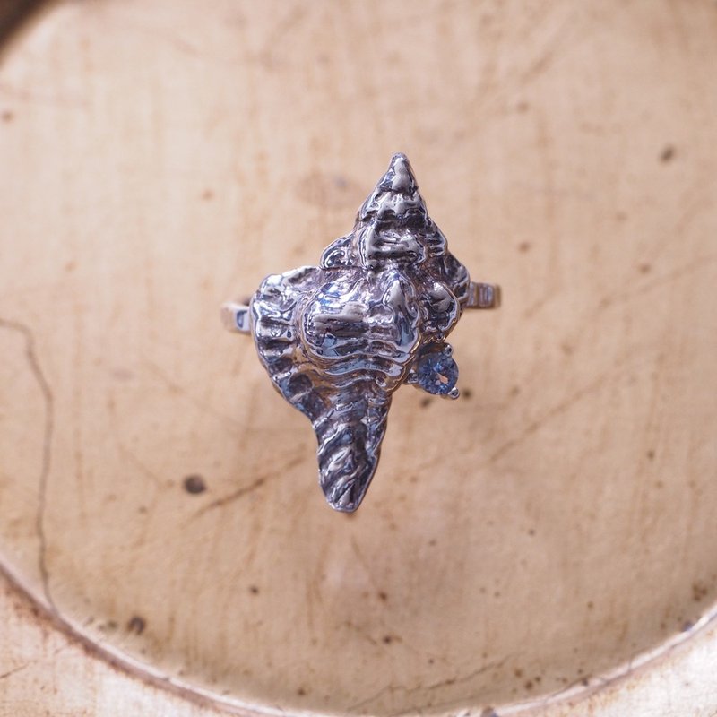 純銀寫實貝殼 戒指 Sterling Silver Seashell Ring - 戒指 - 銀 銀色