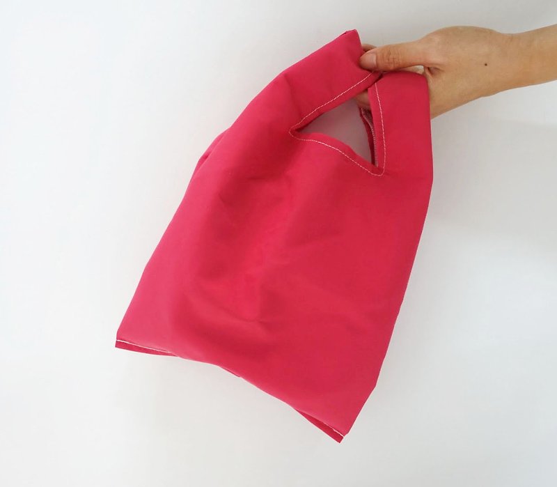 環保小型購物袋  飲料食物提袋  西瓜紅 素面 - 手提包/手提袋 - 防水材質 紅色