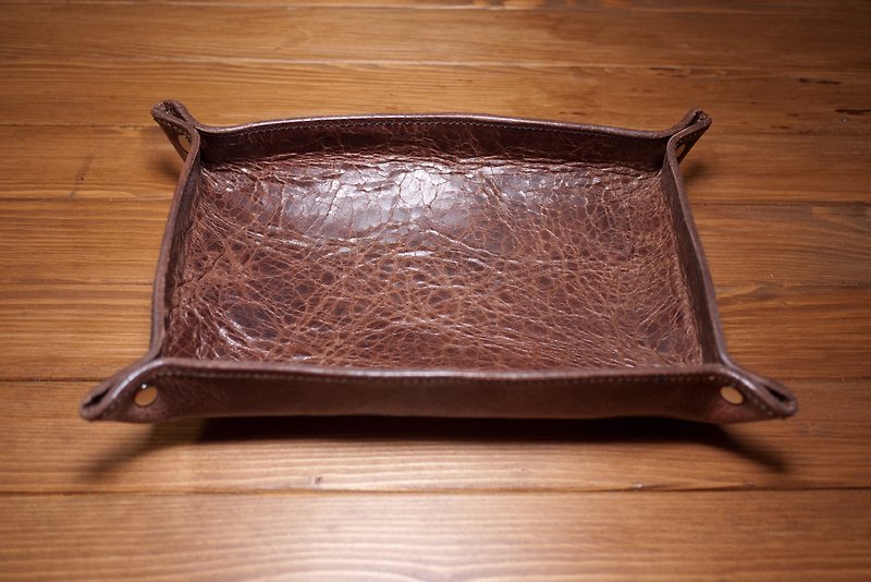 Dreamstation leather research institute, leather vegetable tanned leather storage box - ของวางตกแต่ง - หนังแท้ สีนำ้ตาล