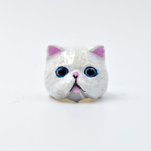 TIMBEE LO shop 白色貓 手繪貓咪法式搪瓷黃銅材質戒指 可訂製你家的貓咪顏色