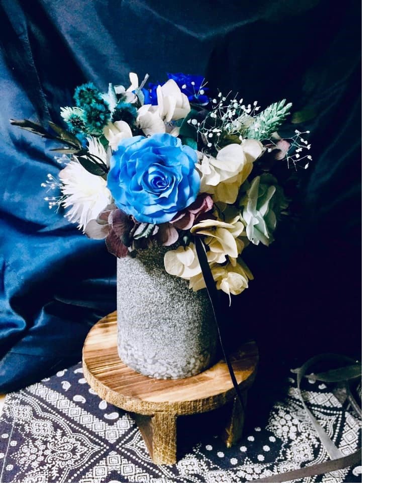 永生玫瑰盆花花禮 - 擺飾/家飾品 - 植物．花 藍色