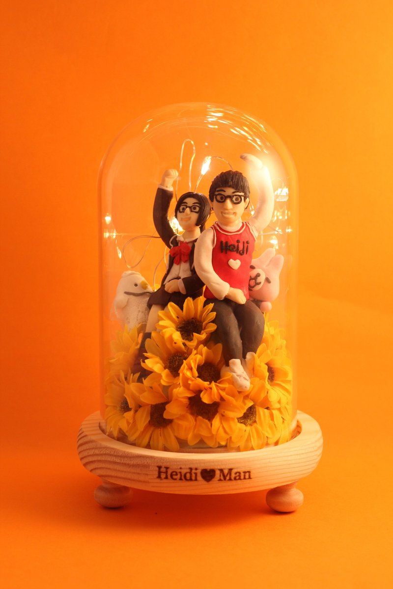 情人節小禮品,內有LED燈效,可客製名字.提供相片客製人物造型 - 擺飾/家飾品 - 黏土 