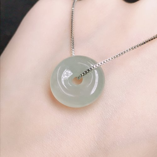 瓔珞翡翠 【願‧平安】冰綠翡翠平安扣吊飾 | 天然緬甸玉A貨翡翠