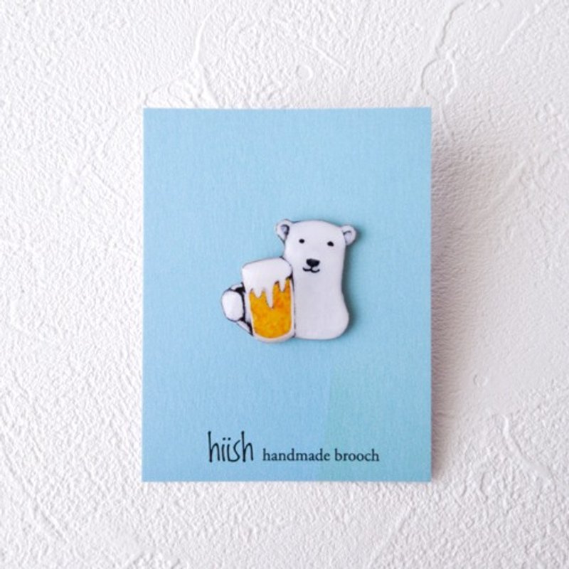 Cheers Polar Bear Pin Badge - Brooches - Plastic 