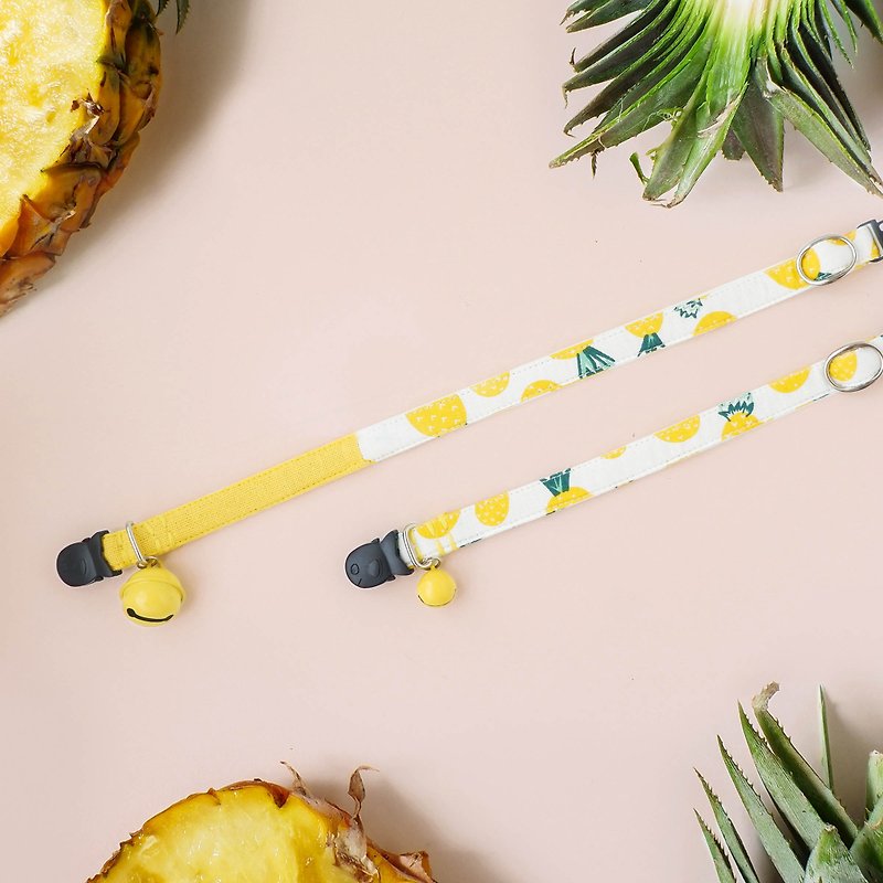 Fruity Cat Collar -Pineapple & Yellow - Summer Cat Collar / Breakaway / two-tone - Collars & Leashes - Cotton & Hemp Yellow