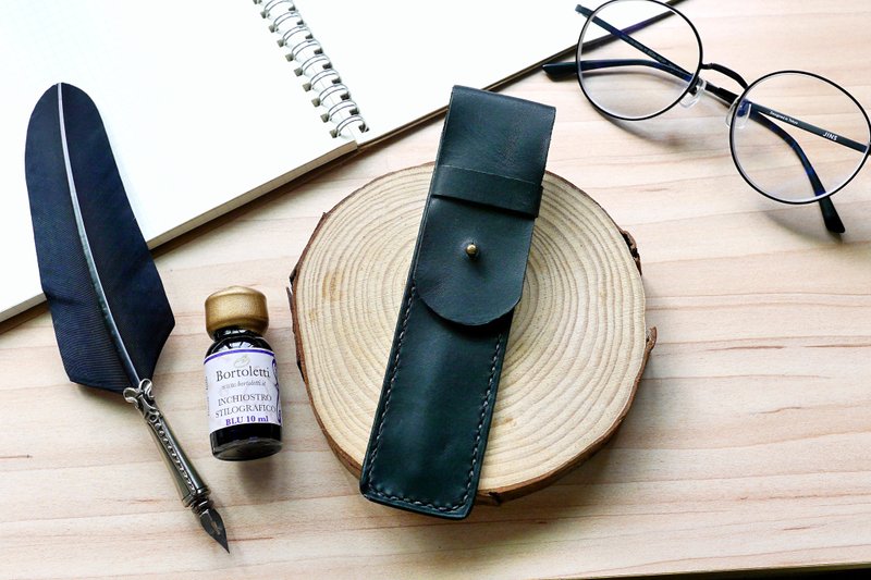 義大利牛皮筆袋    尊爵黑      免費客製化刻字 - 鉛筆盒/筆袋 - 真皮 黑色