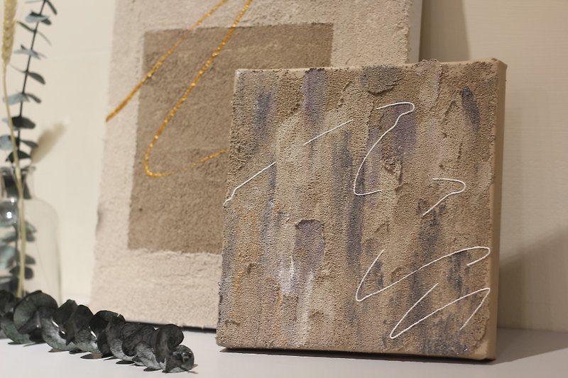 Simple abstract quartz sand painting·Cultural currency·Home decoration x Hsinchu studio x Healing painting x gift - วาดภาพ/ศิลปะการเขียน - สี 