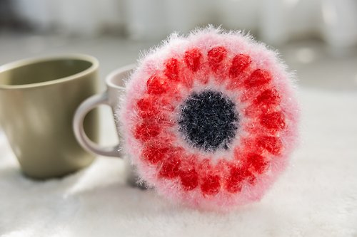 Meya 編縫編織 粉紅・紅・黑色 手工編織 韓國菜瓜布 抗菌防臭 繽紛色彩