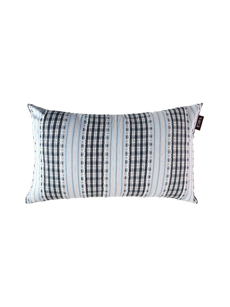 CHECK FRINGE CUSHION COVER (RED) - 枕頭/抱枕 - 棉．麻 藍色