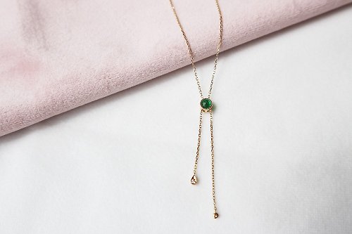 Gezzi Jewelry 圓形18K祖母綠鑽石長項鏈