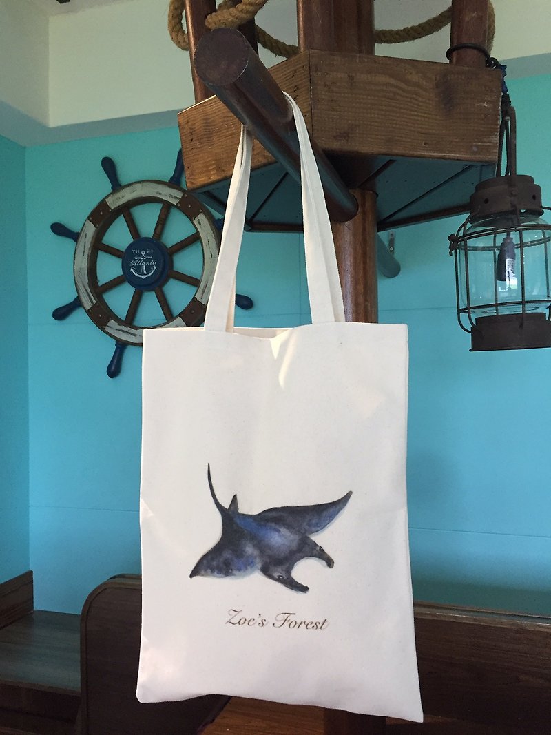 Forest sea animal canvas bag stingray - Handbags & Totes - Cotton & Hemp 