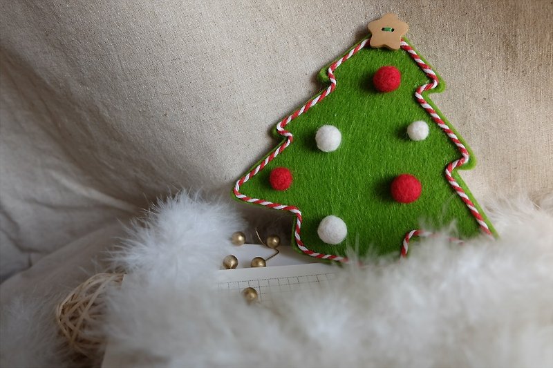 sleeping Original handmade Christmas day, I love you Christmas Confession I love you [Christmas tree] purse - Coin Purses - Wool Multicolor