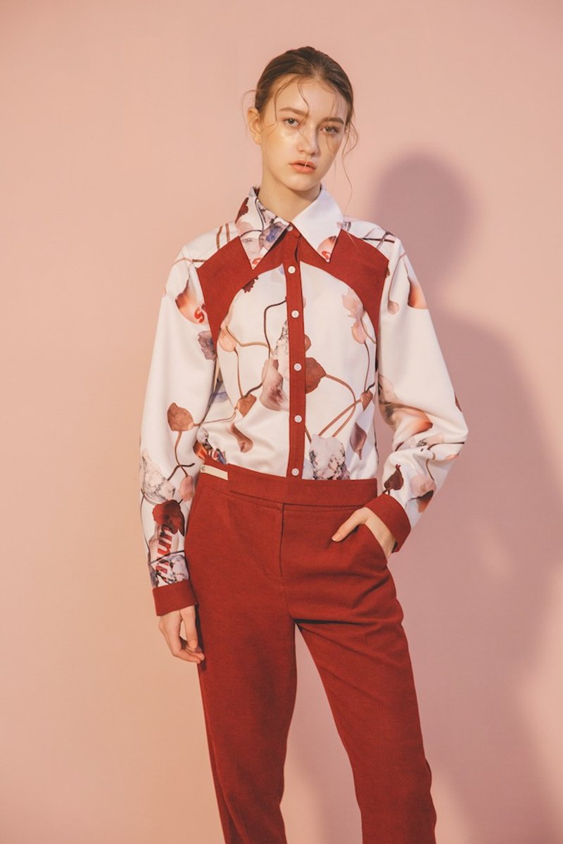 Poppy patchwork shirt - เสื้อเชิ้ตผู้หญิง - เส้นใยสังเคราะห์ หลากหลายสี