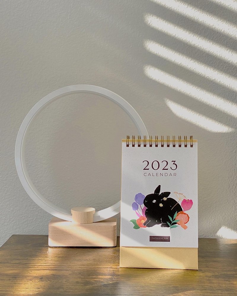 2023 Black Rabbit Harvest Full Color Original Illustrated Desk Calendar - Calendars - Paper 