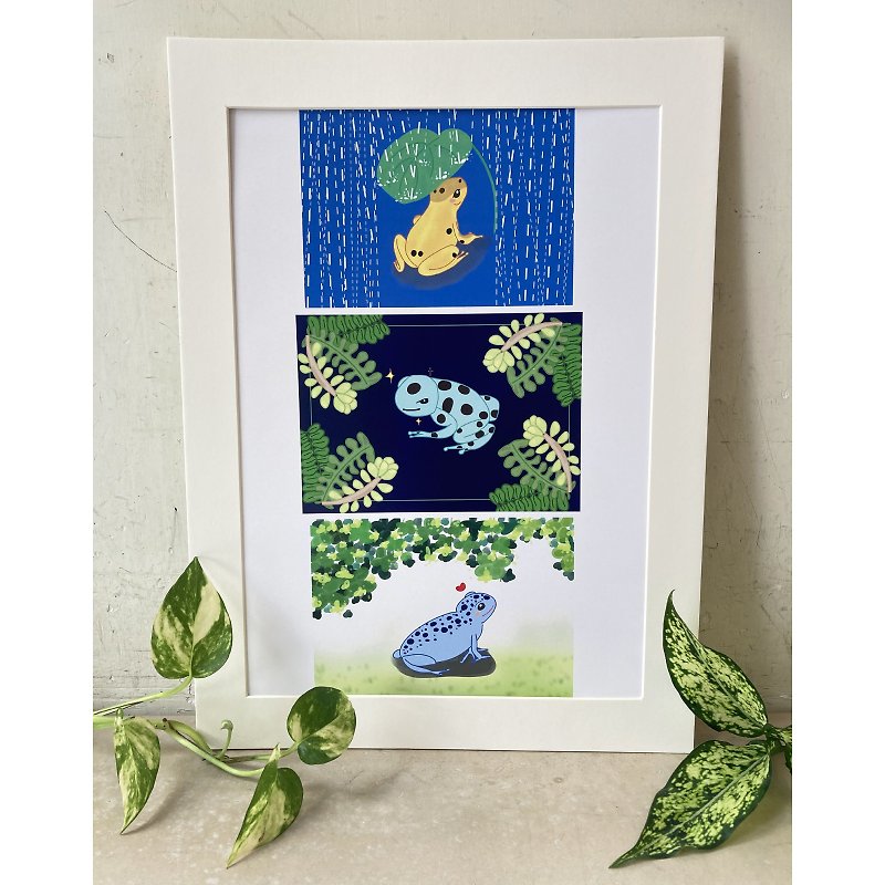 Frog Double Sided framed A4 Art Print Double Sided A6 Postcard - Cards & Postcards - Paper 