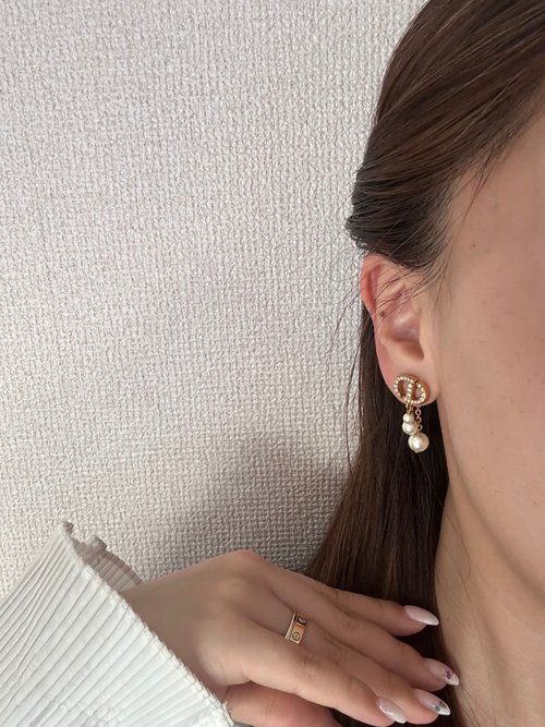 ヴィンテージ ディオール CDロゴ パール ドロップピアス - ショップ