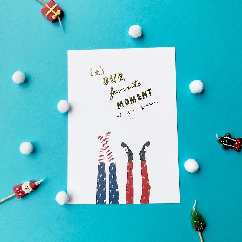 新しいクリスマス！ ✿MacaronのTOEマカロンつま先✿好きなモーメント/ブロンズのクリスマスポストカード - カード・はがき - 紙 ホワイト