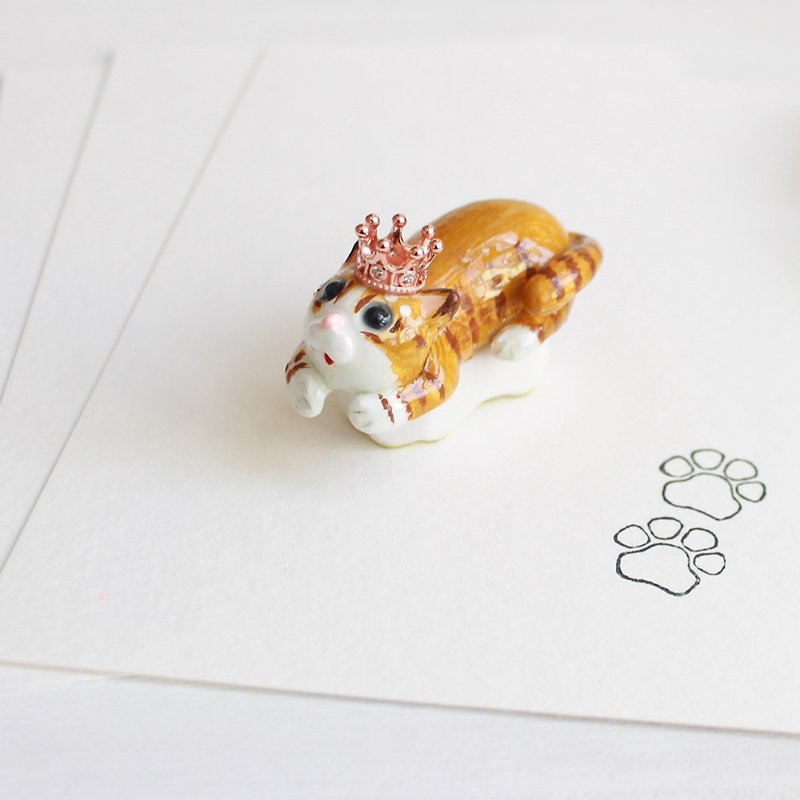 Tiger cat hand carved rubber pair of meat ball seal I hand made JX PearlCatCat joint limited - Stamps & Stamp Pads - Other Materials Brown