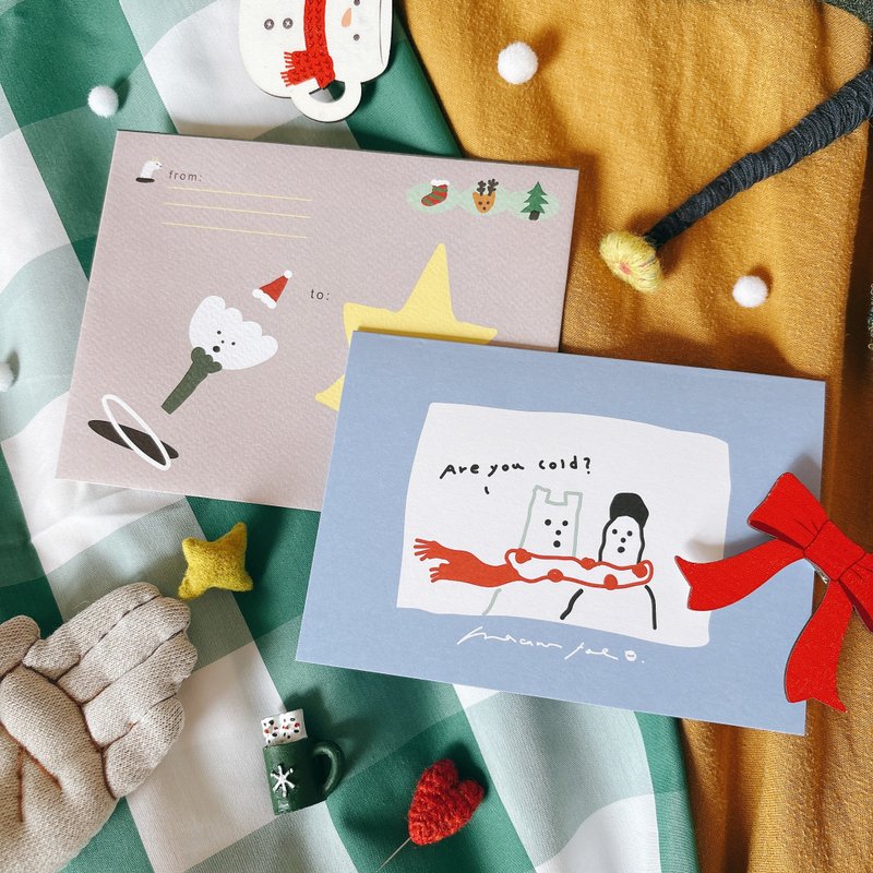 圍巾 | 聖誕卡片信封 - 心意卡/卡片 - 紙 藍色