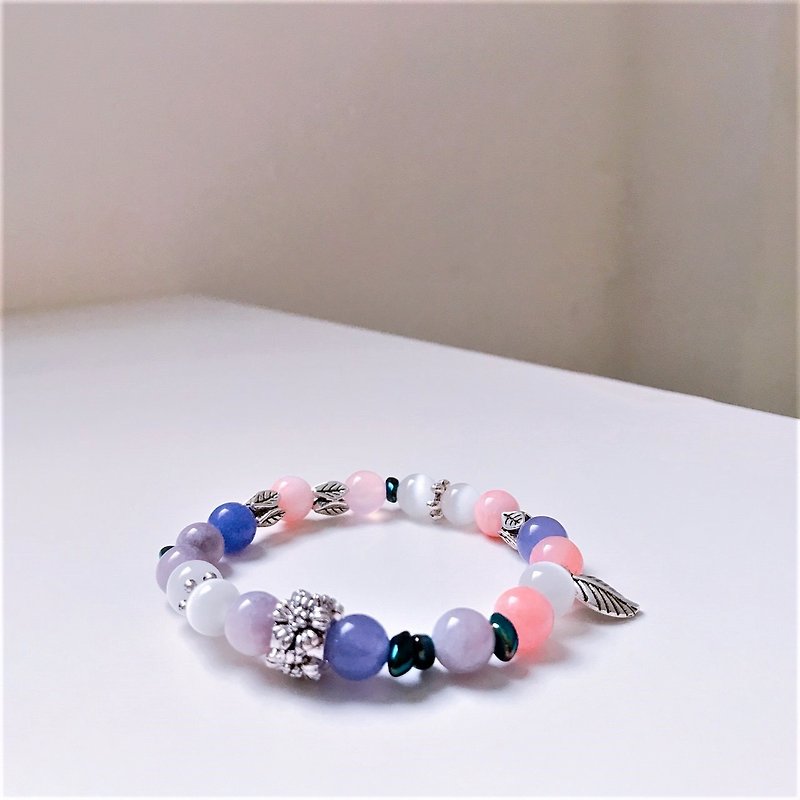 Fusang Flower Dry Color System Ore Bracelet - Bracelets - Stone Pink