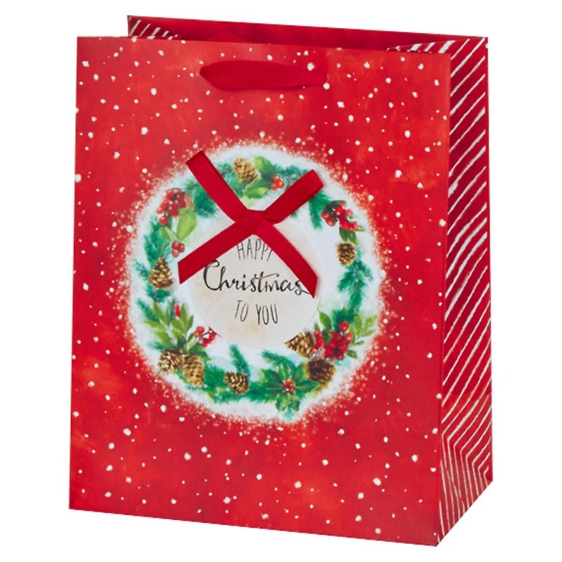 Red and green Christmas wreath / Christmas gift bags - Gift Wrapping & Boxes - Paper Red