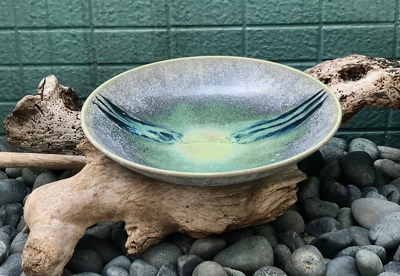 ウォーターヤンカラフルな艶をかけられた陶器のディナープレート手作りのセラミック食器大きなフルーツボウルサラダボウルサラダプレート - 皿・プレート - 陶器 多色