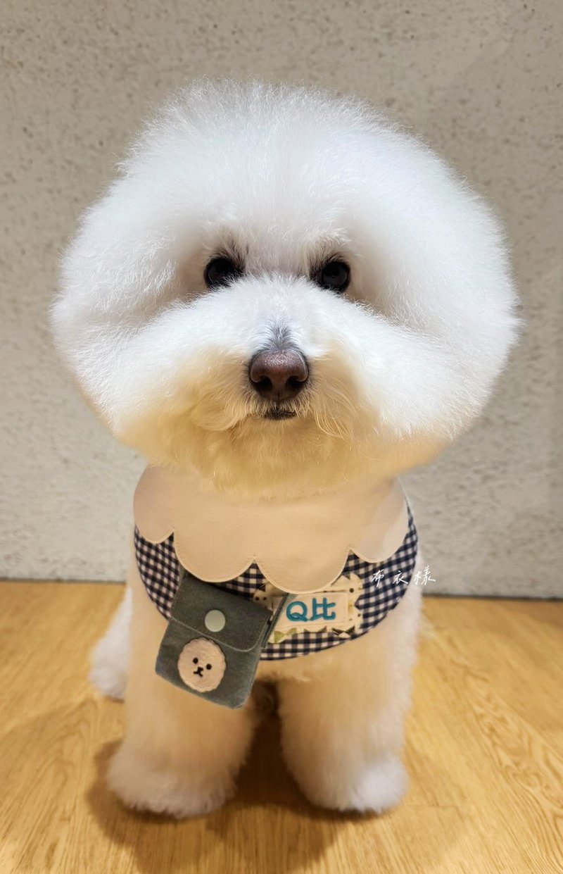 Boo&Yarn × 清新チェックのランドセル風バンダナ / ペット用バンダナ - オーダーメイドグッズ - コットン・麻 