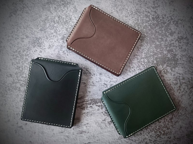 手工皮件 金鞄銀  植鞣革 真皮 鈔票夾 短夾 皮夾 錢包 手工皮革 - 銀包 - 真皮 