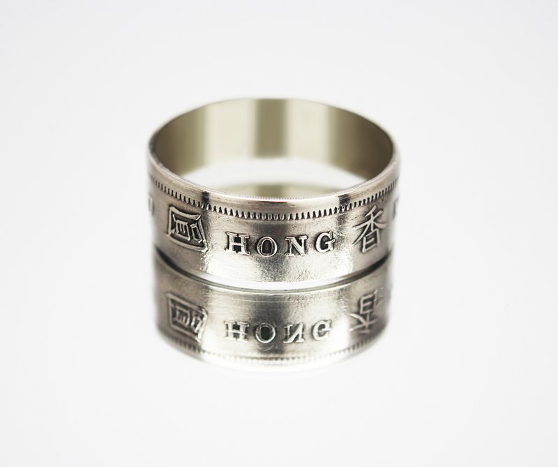 Hong Kong Coin Ring 1 dollar 1960 hong kong ring coin rings for men coin ring - 戒指 - 其他金屬 