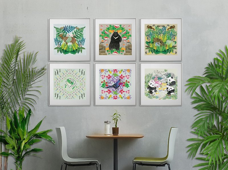 Kaleidoscope of Formosan Endangered Species-Mural (single frame without frame) - Items for Display - Paper Multicolor