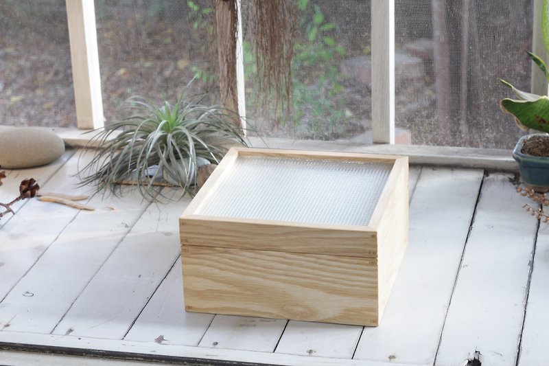 Embossed glass wooden box/jewelry box/storage box - Storage - Wood Brown