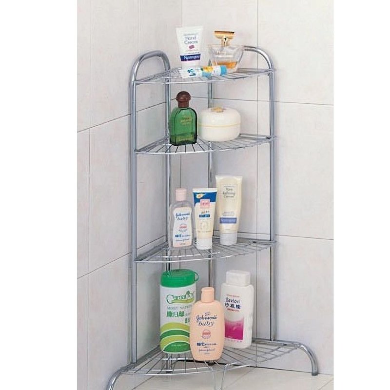 Stainless Steel floor-standing four-layer corner rack bathroom bottle rack 304 Stainless Steel storage rack tripod - Storage - Stainless Steel Silver