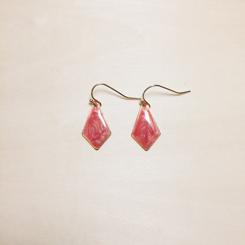 Vintage red drop glazed diamond earrings - Earrings & Clip-ons - Pigment Red