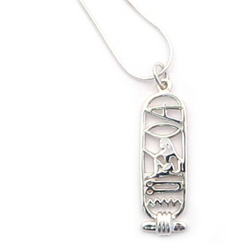 Ancient Egyptian hieroglyphs "I love you" necklace silver - สร้อยคอ - โลหะ สีเงิน