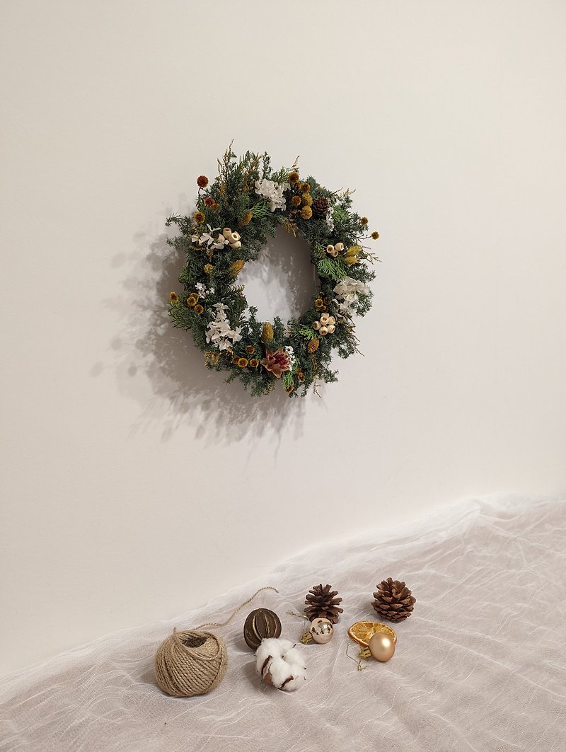 Dry Flower Christmas Wreath 25cm/Taipei Welcome to Pick Up - Dried Flowers & Bouquets - Plants & Flowers 