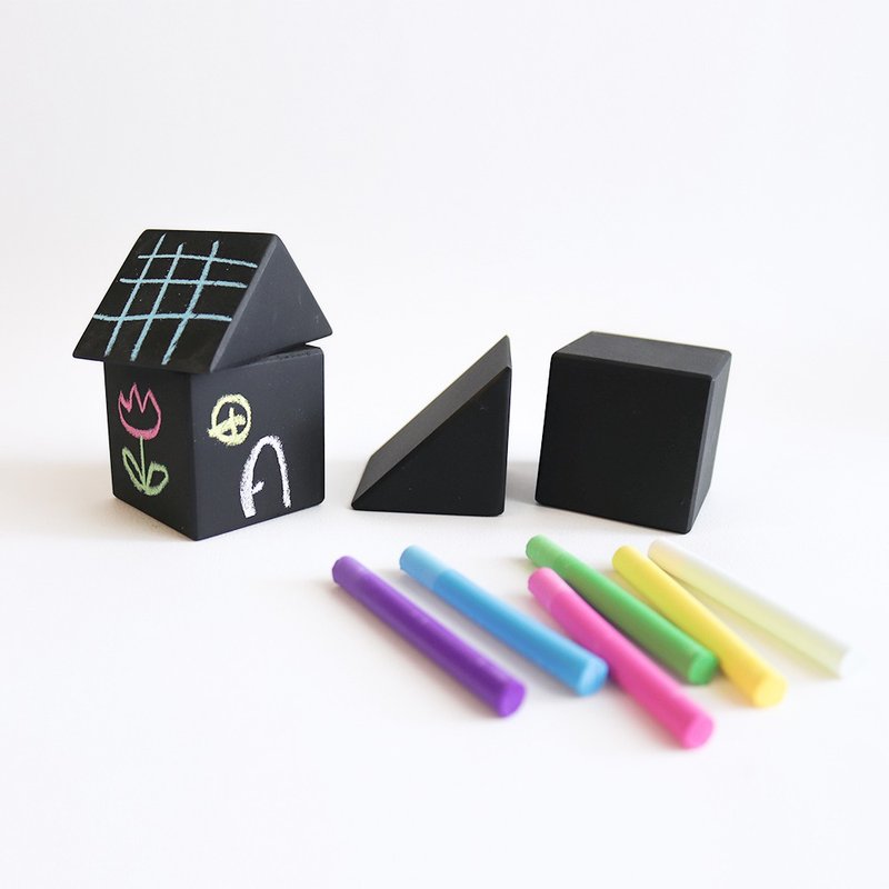 Tsumiki Modeling Block Blackboard - Black X Environmentally Friendly Ashless Chalk / Thin Version - A Set of Six Colors - ของวางตกแต่ง - วัสดุอื่นๆ 