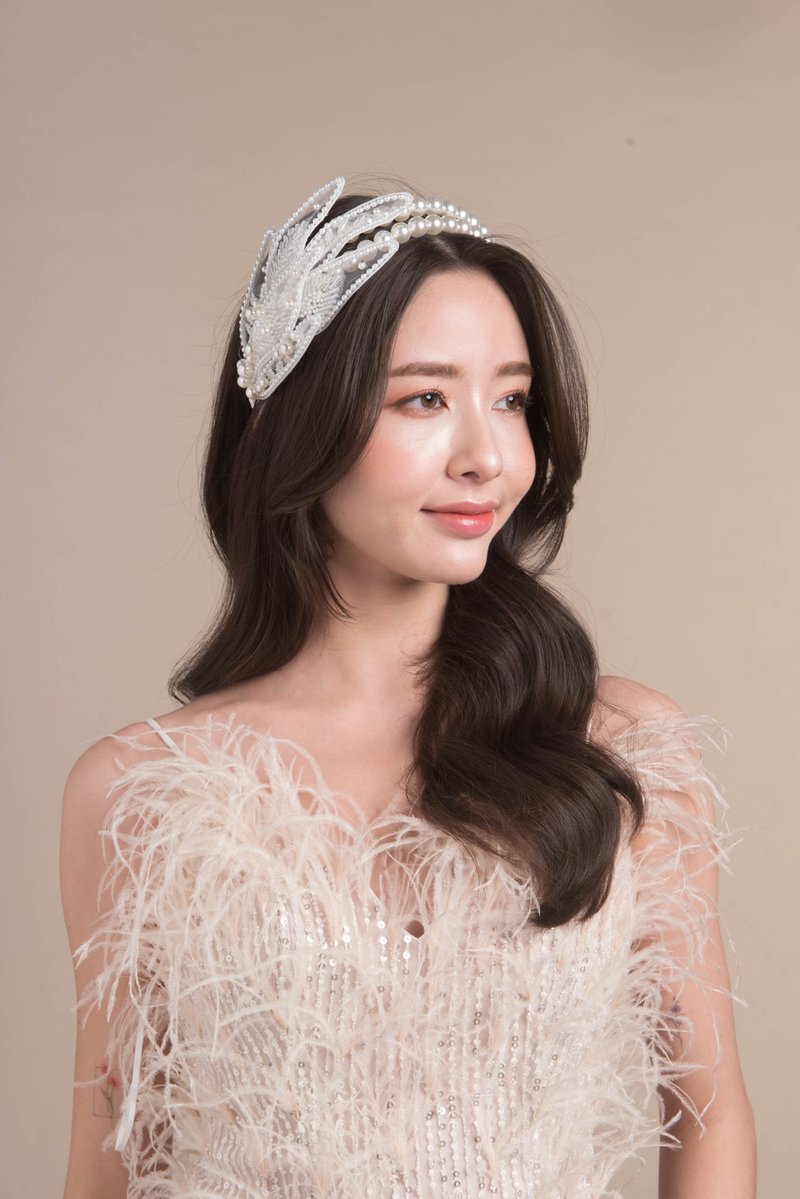 White Gatsby Headband - 髮夾/髮圈 - 貴金屬 白色